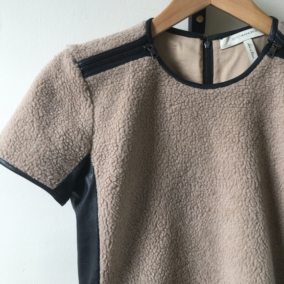 BCBG Mini Dress Shearling + Leather - Picture 3 of 8